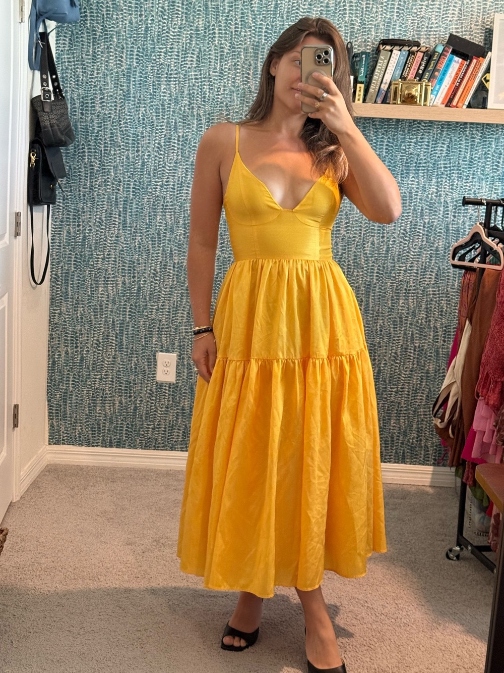 Hutch Anthropologie Fit And Flare Yellow Maxi Dress